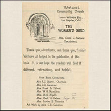 Load image into Gallery viewer, Westwood Community Church Los Angeles Cookbook - Vintage 1940
